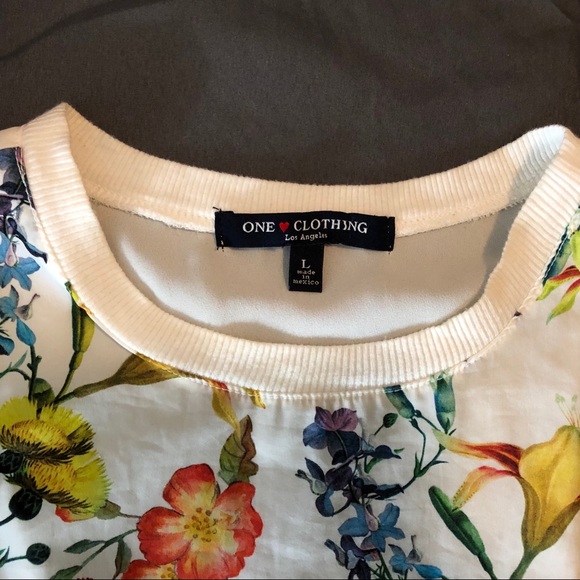 One Clothing floral tank w/ white sheer back- L - Picture 4 of 4